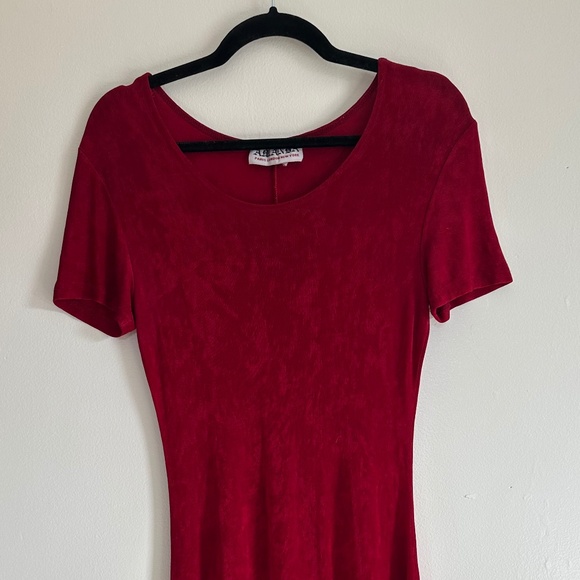 Vintage 90s Amanda Paris London New York Red Short Sleeve Stretch Dress, Large - Picture 3 of 6